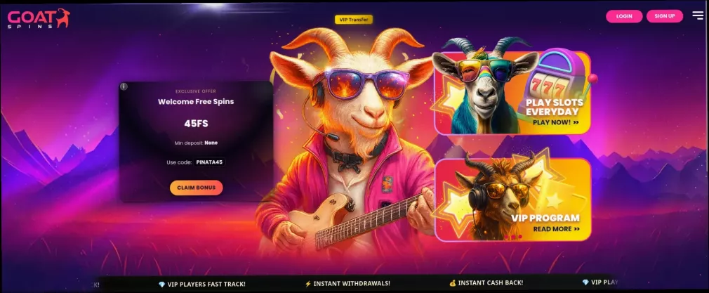 Goat spins casino 111% Bonus + 50 Free Spins welcome offer